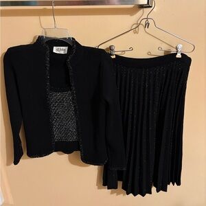 St. John by Marie Gray Vintage Black Metallic 3 Piece Skirt Set